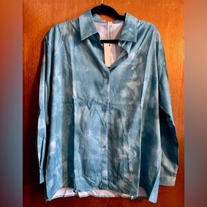 Blue Tie-Dye Button-Up Shirt
